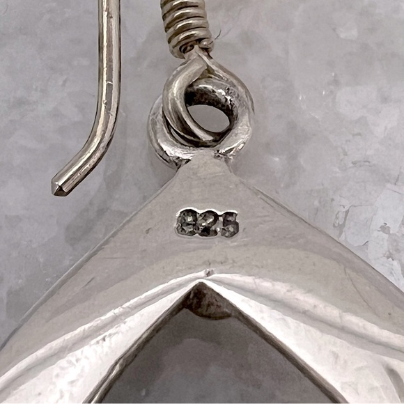 Arizona Sleeping Beauty Turquoise Teardrop Sterling Silver Dangle Earrings - Picture 8 of 9